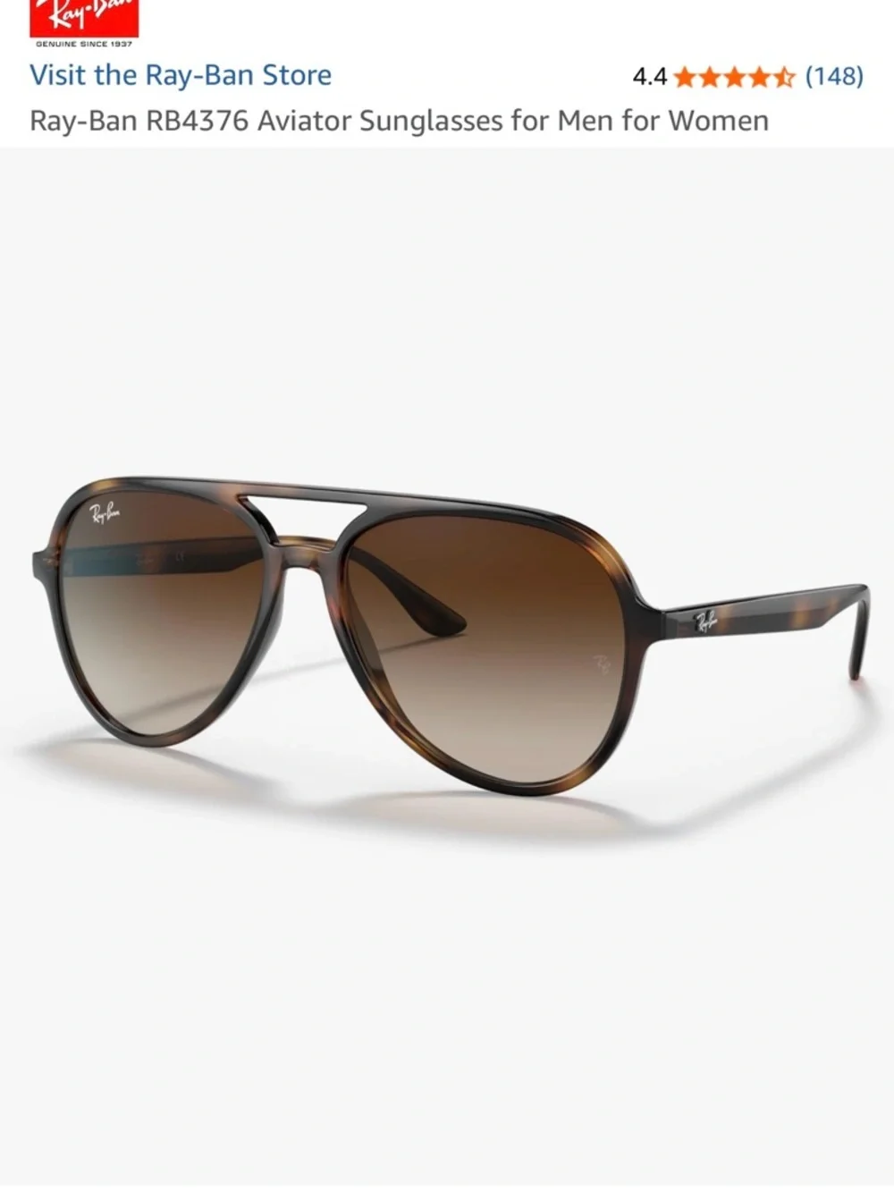 Ray-Ban Brown Aviator Sunglasses - Classic RB4376